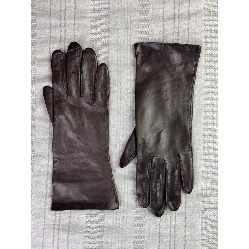 LORD & TAYLOR Brown Silk Lined Gloves